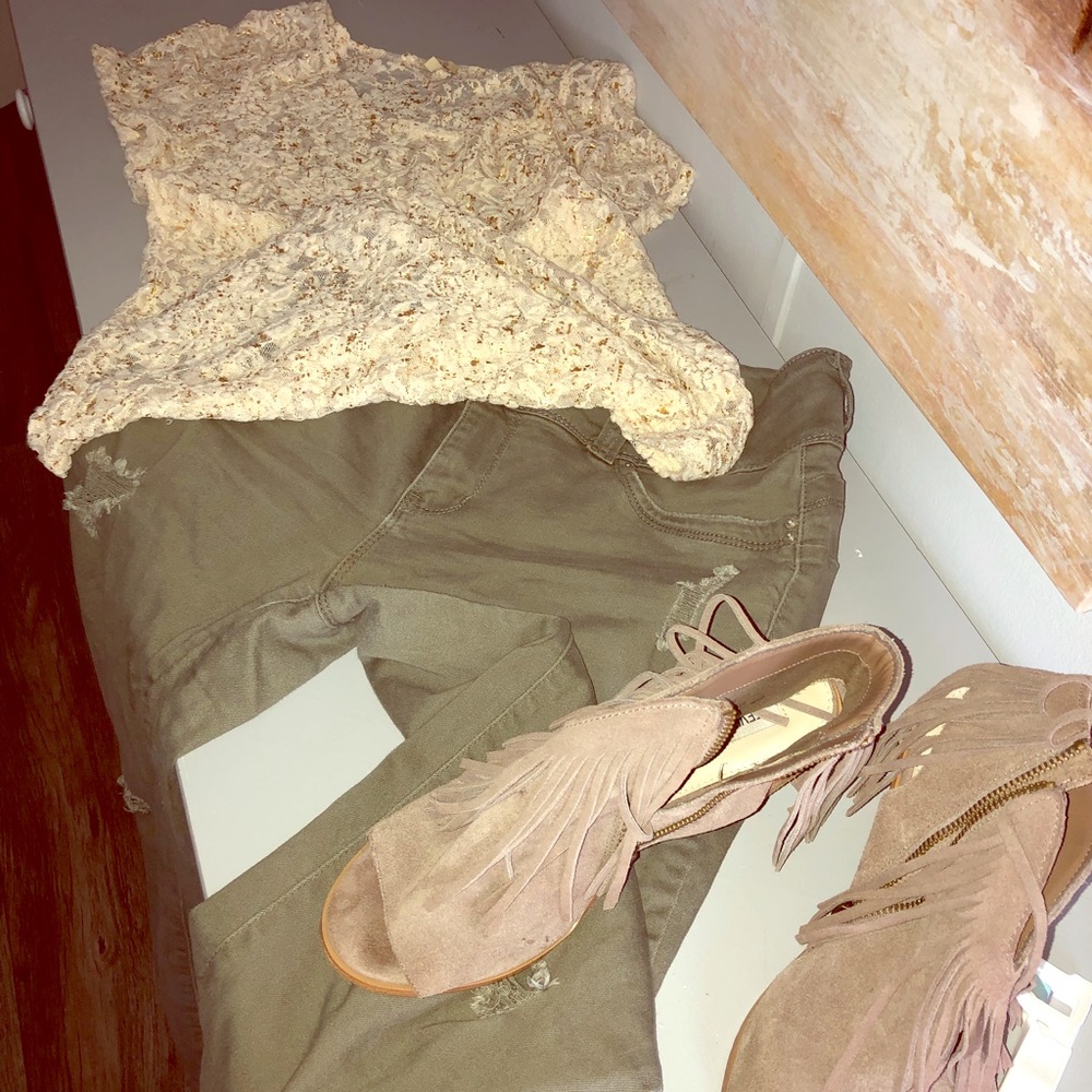 Glam gold flakes sheer lace shirt